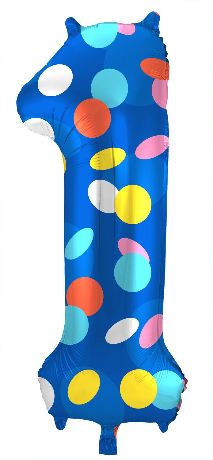 Colorful dots cijfer 1 folieballon