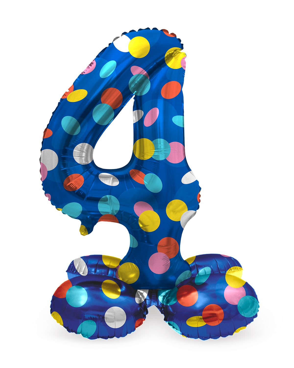 Colorful dots cijfer 4 staande folieballon