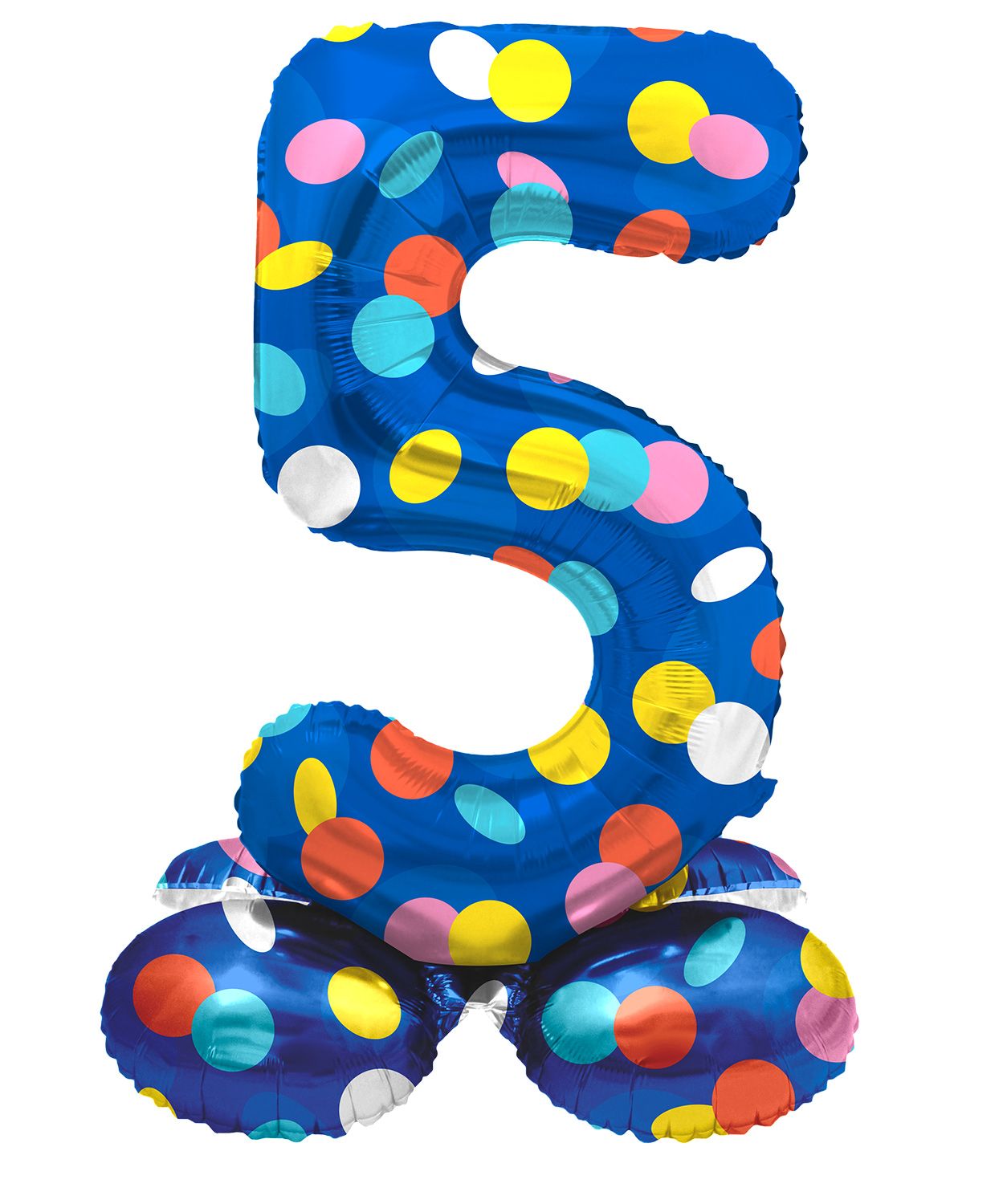 Colorful dots cijfer 5 staande folieballon