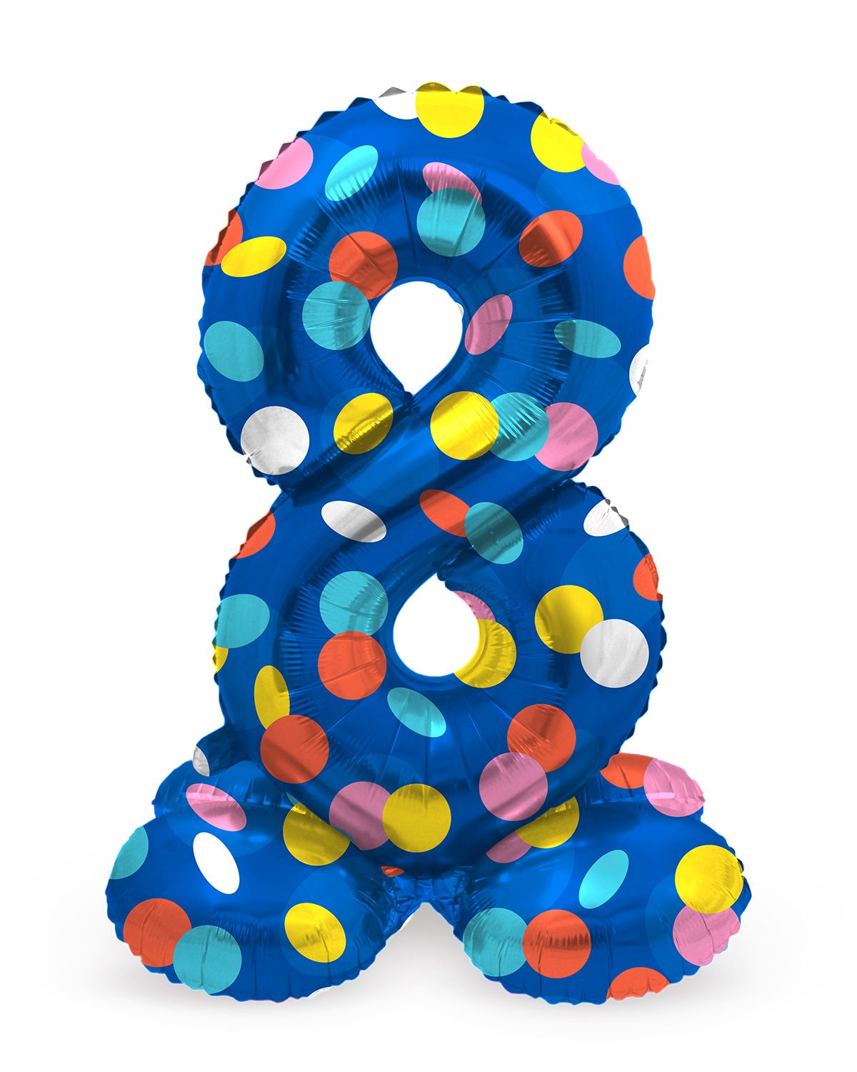 Colorful dots cijfer 8 staande folieballon