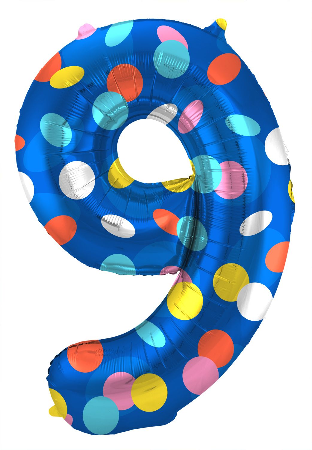 Colorful dots cijfer 9 folieballon