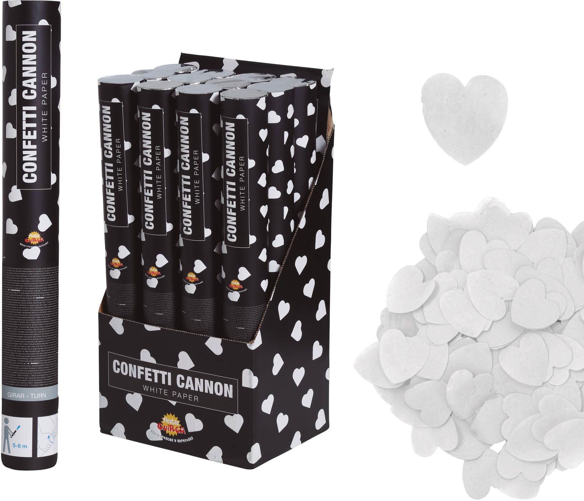 Confetti Kanon 40cm Witte Hartjes