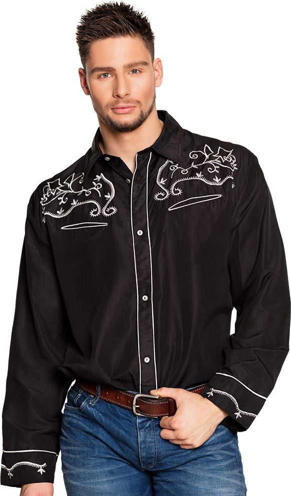Cowboy blouse heren zwart