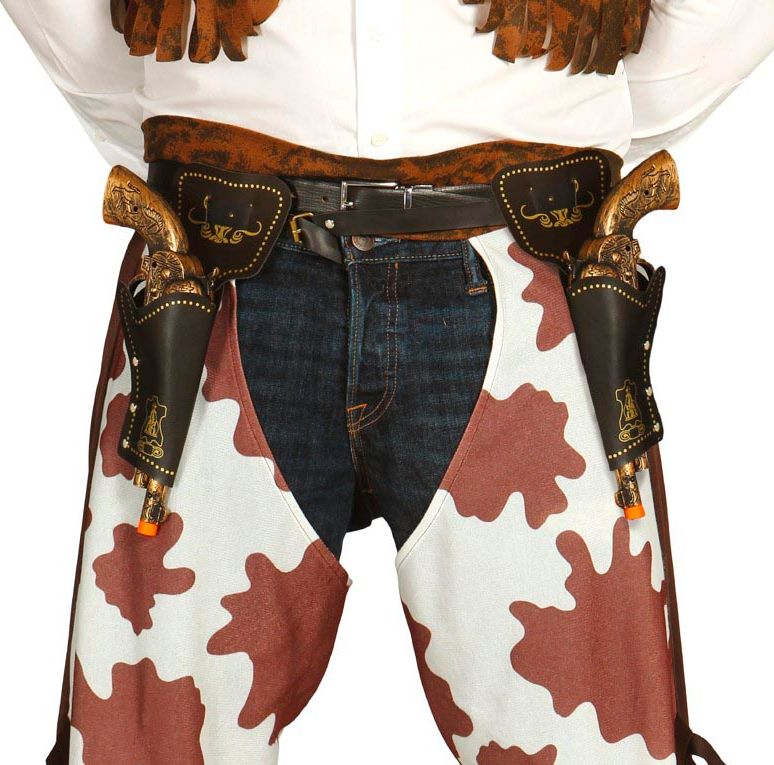 Cowboy pistolen met holsters bruin