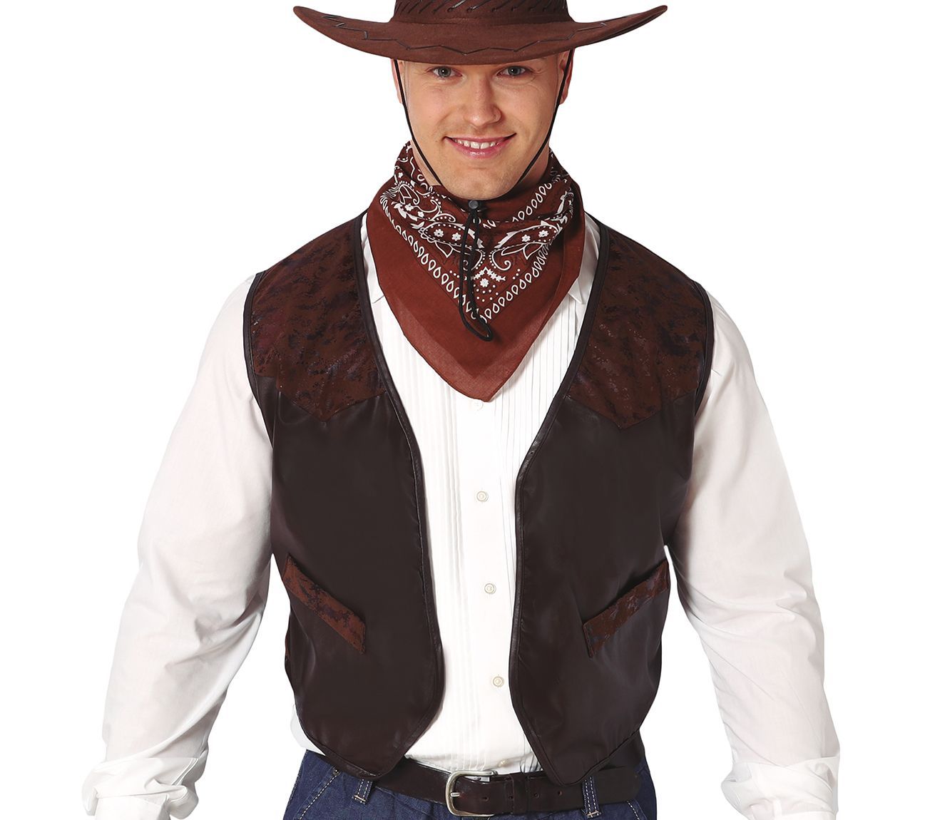 Cowboy vest bruin nep leer