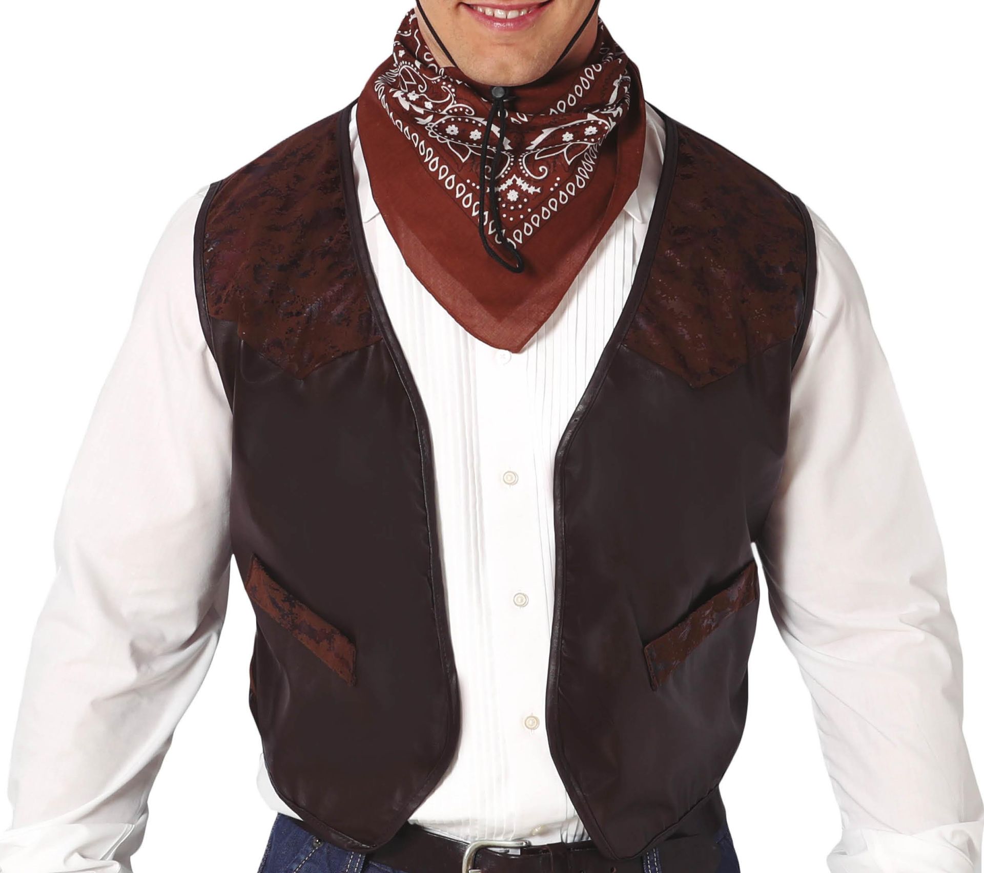 Cowboy vest bruin nep leer
