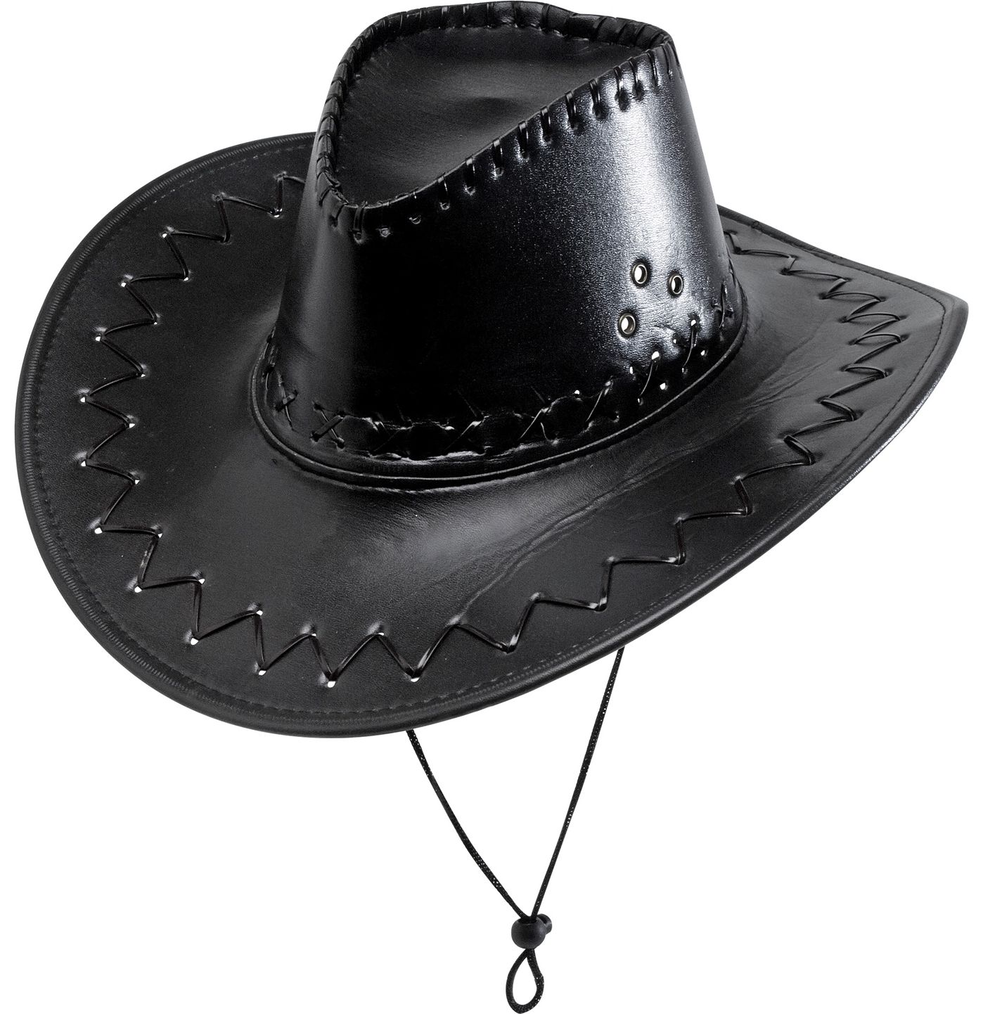 Cowboyhoed leerlook zwart