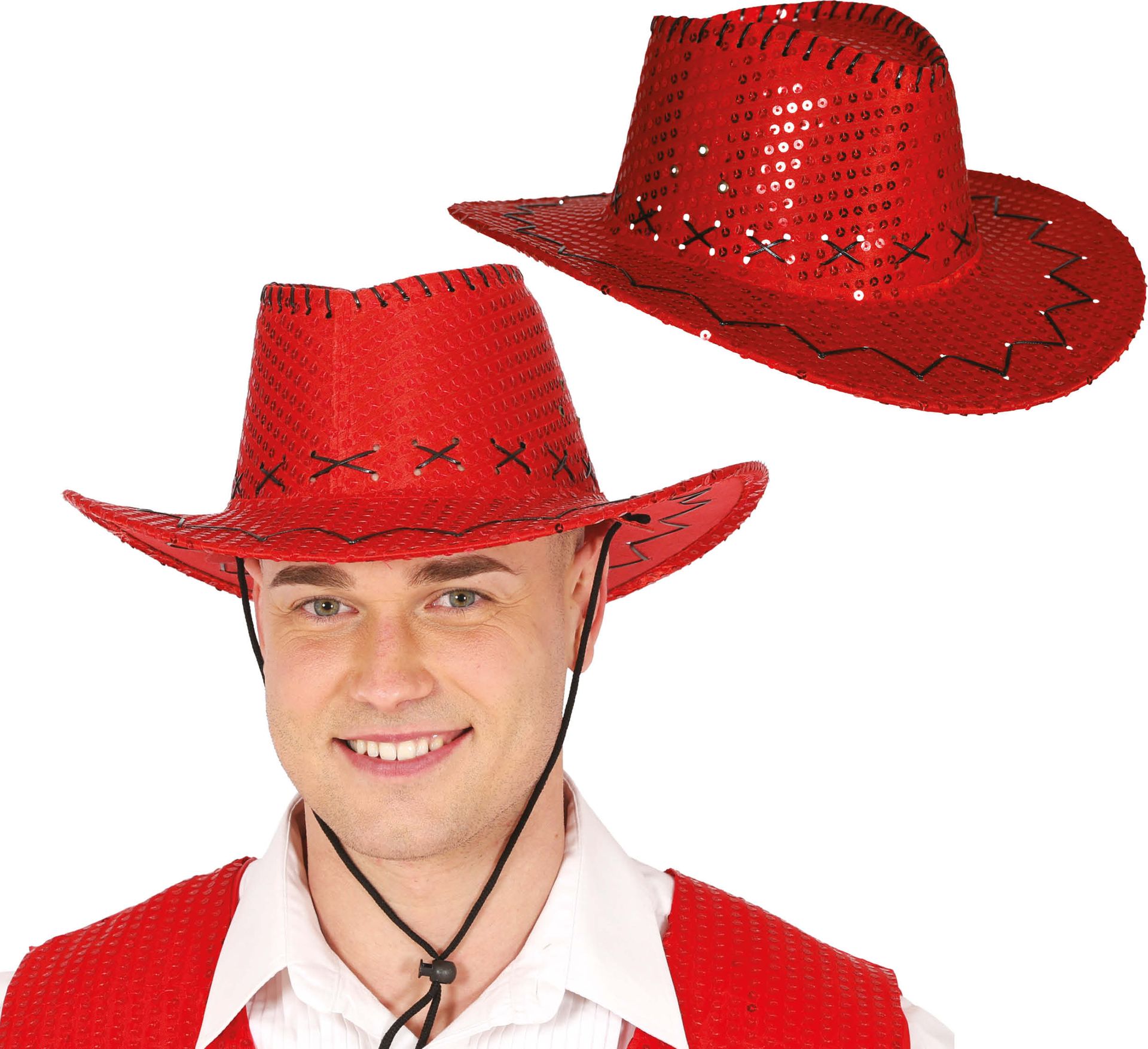 Cowboyhoed Rood Pailletten