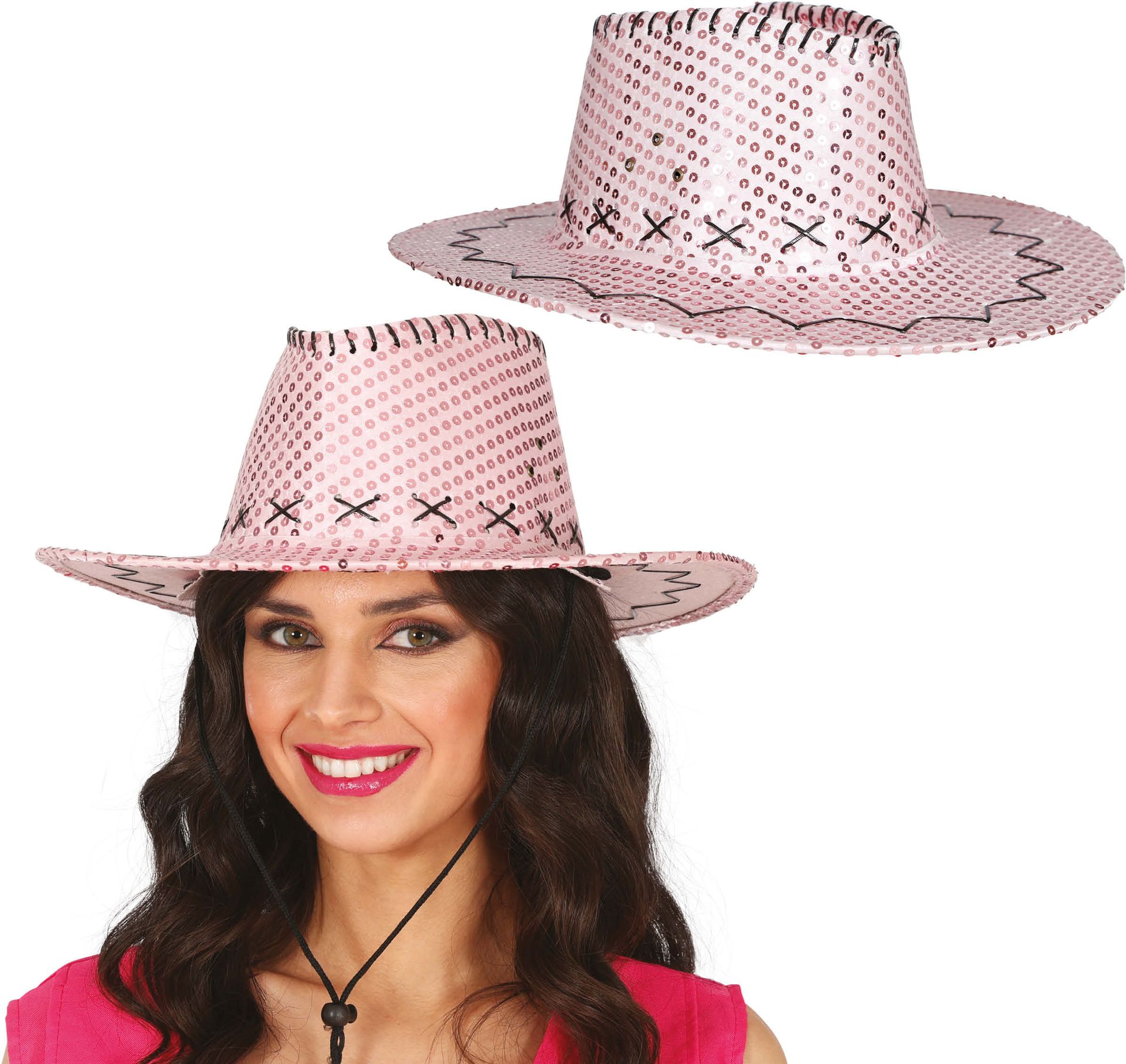 Cowboyhoed Roze Pailletten