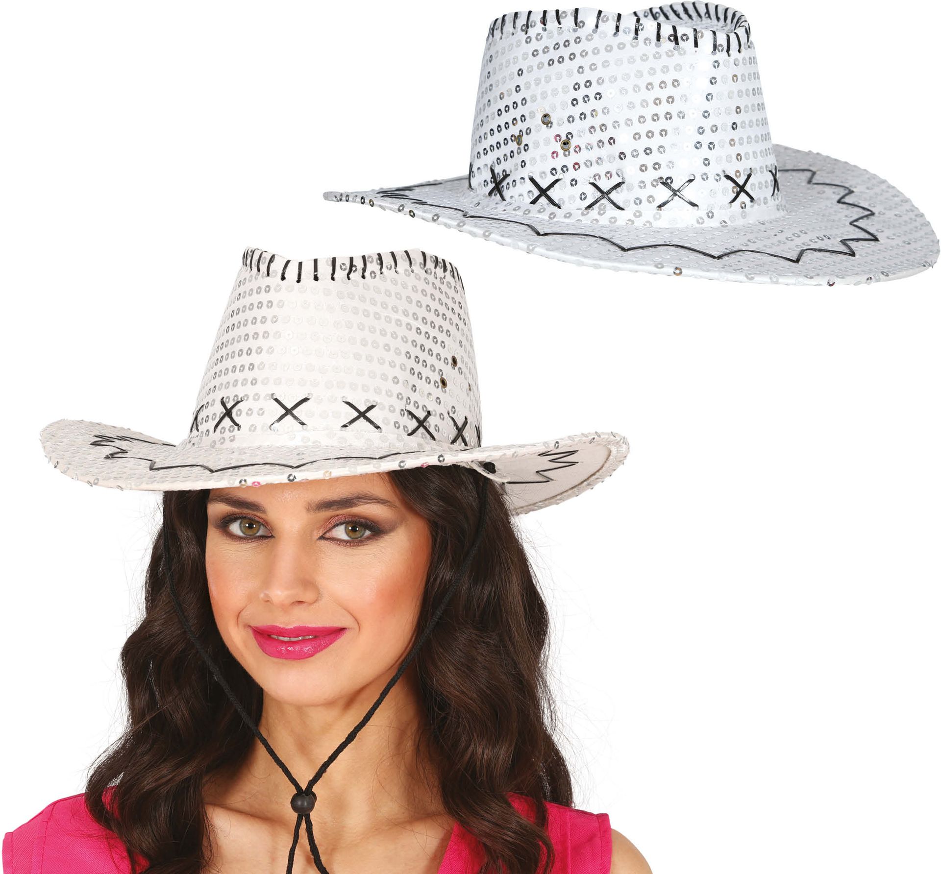 Cowboyhoed Zilver Pailletten
