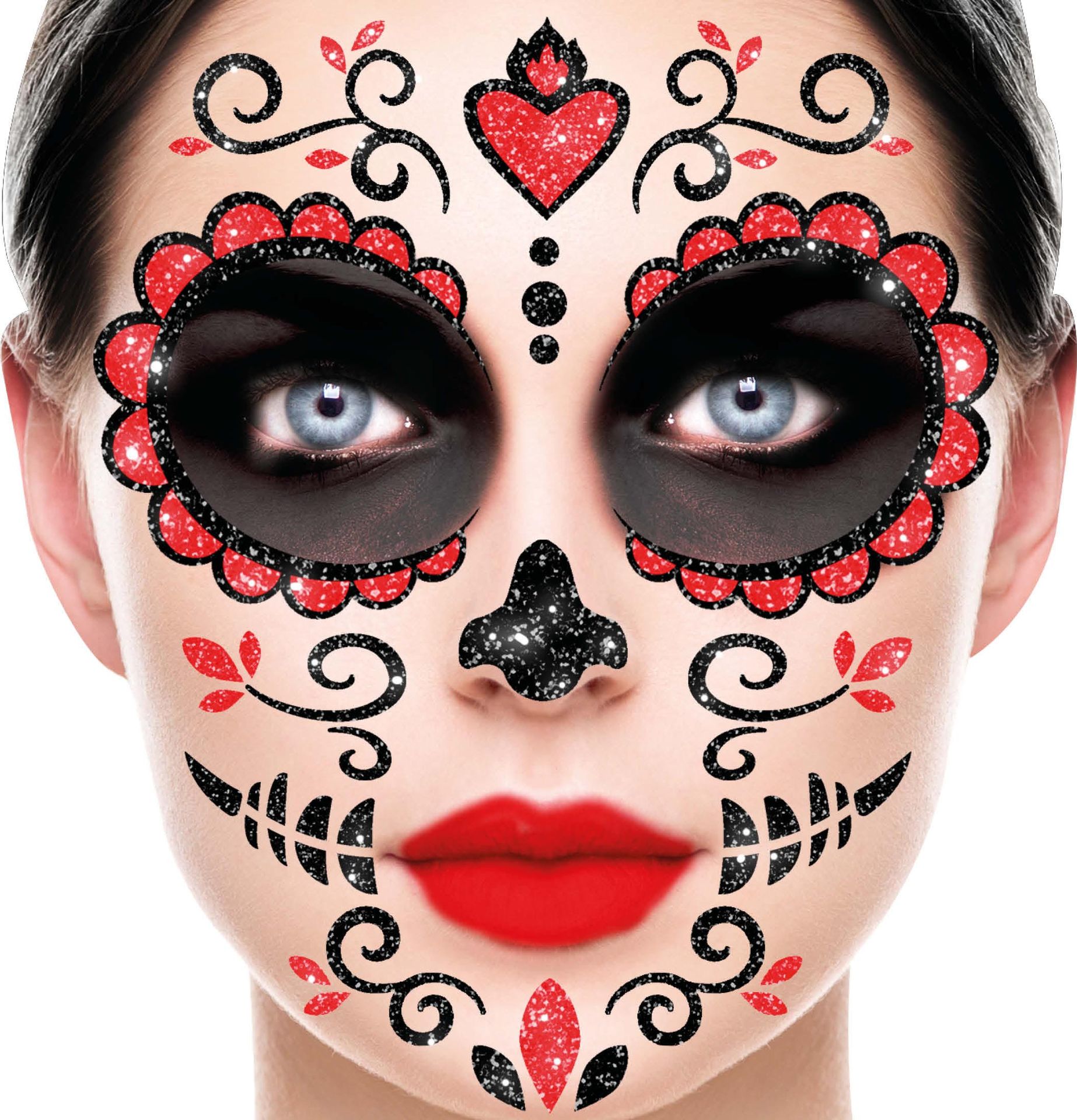Día de Muertos glitter gezicht decoratie