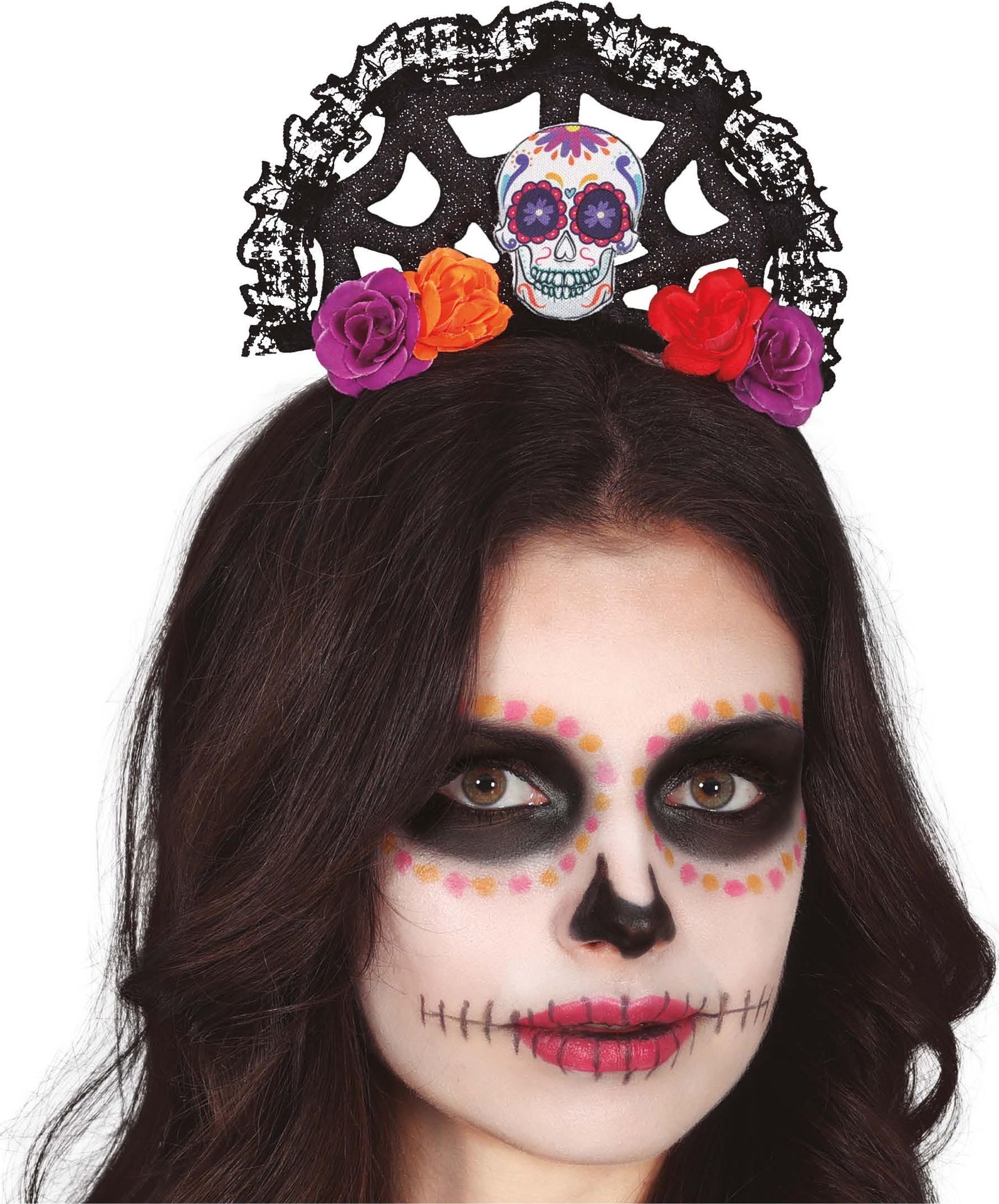 Día de Muertos met bloemen haarband
