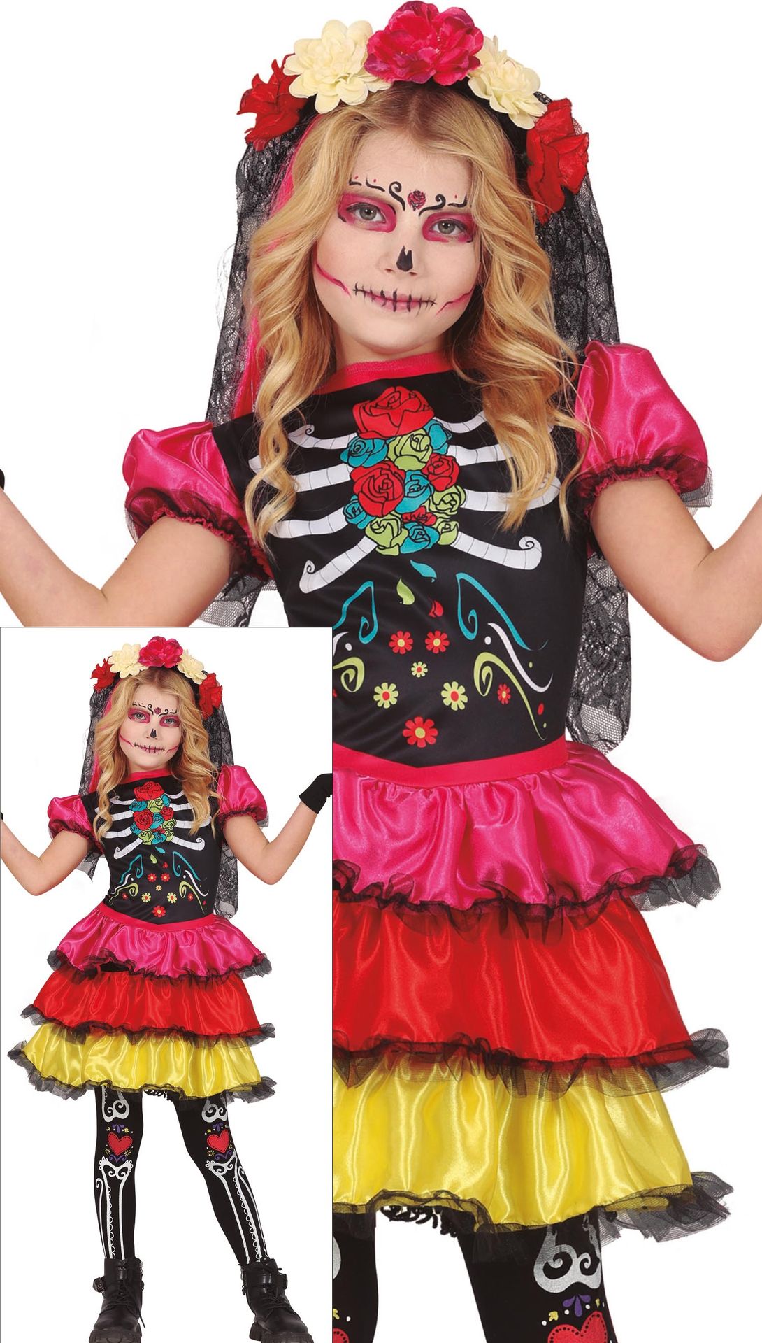 Día de Muertos skelet jurk halloween meisjes