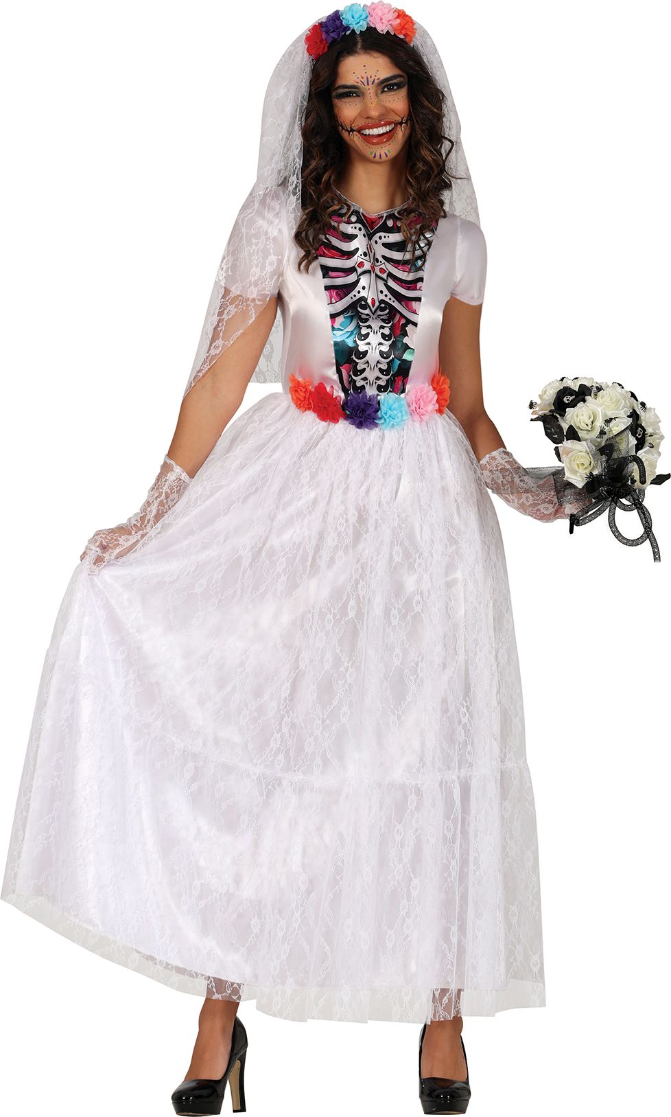 Dag Van de Doden Catrina Bruid Kostuum