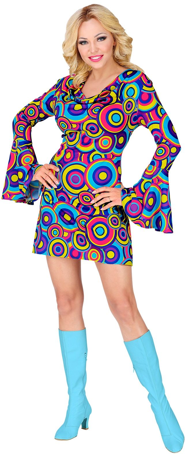 Dames 70s jurk blauw