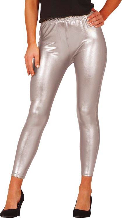 Dames legging zilver metallic