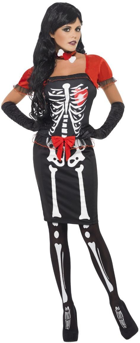 Dames skelet outfit met strik