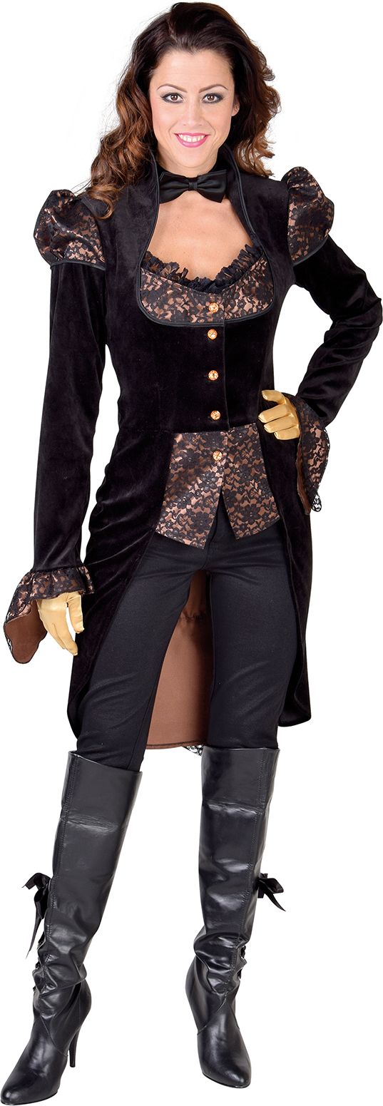 Dames steampunk jas met vest