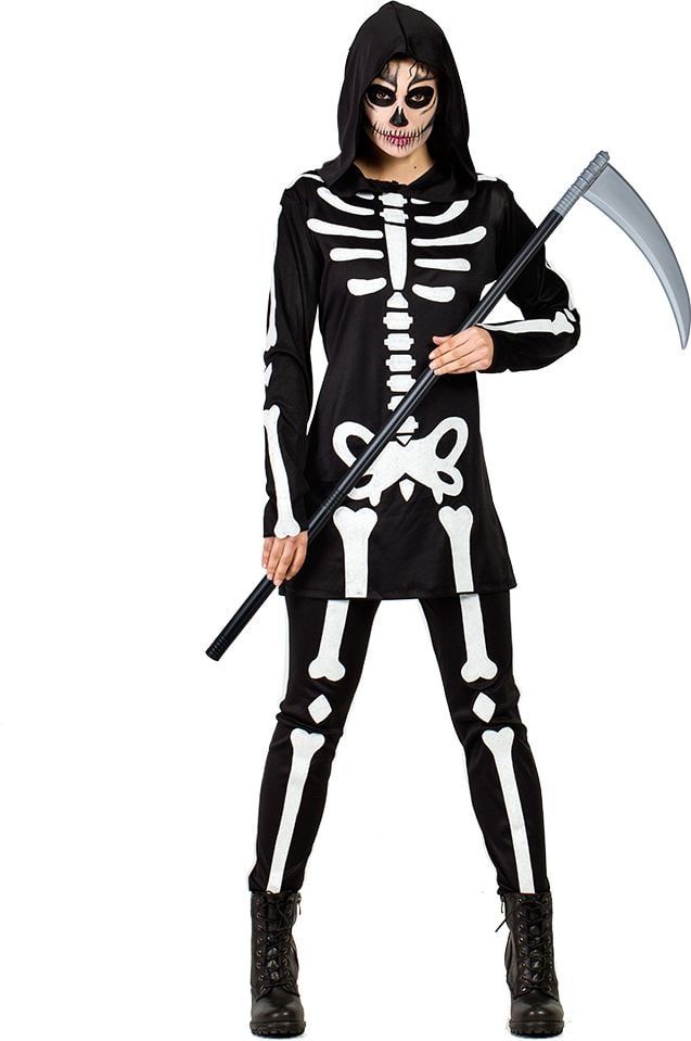 Dames Zwart Skeletpak Halloween Party