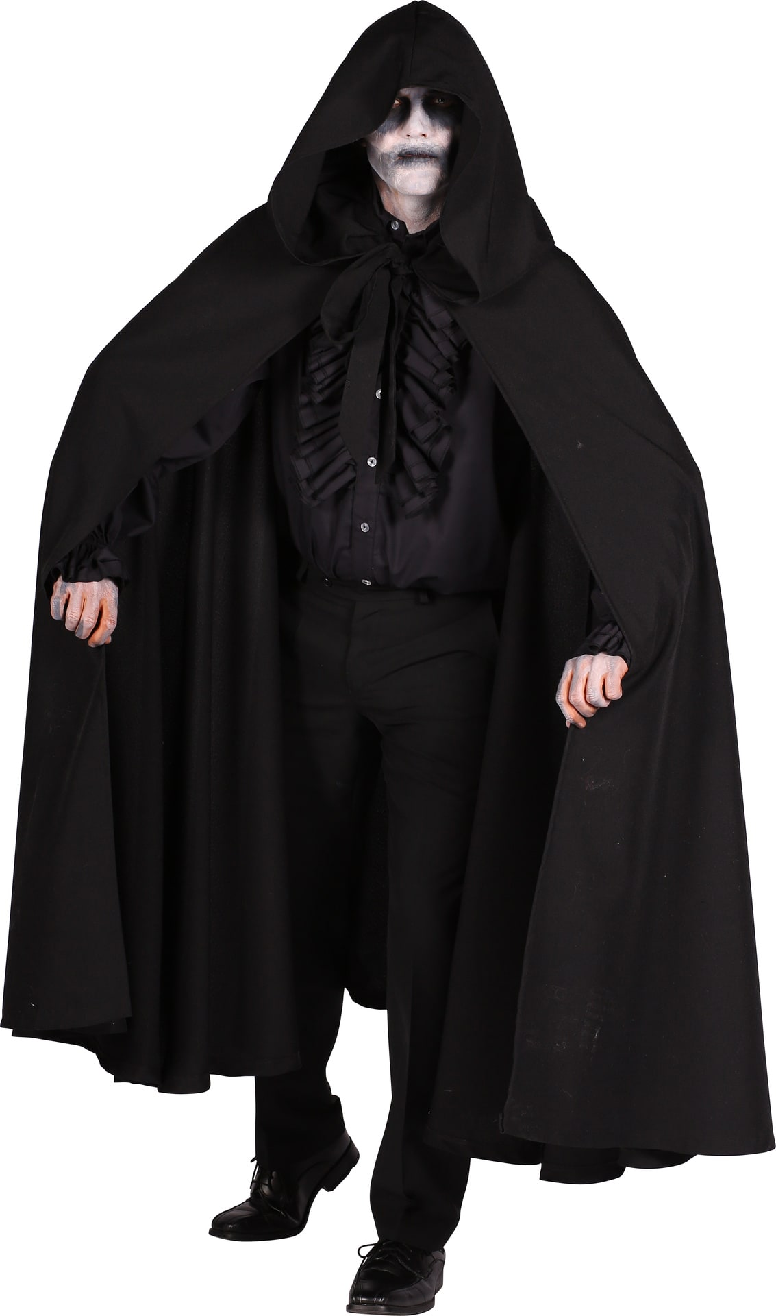 Dark Rave Cape Zwart met Ruime Capuchon Halloween