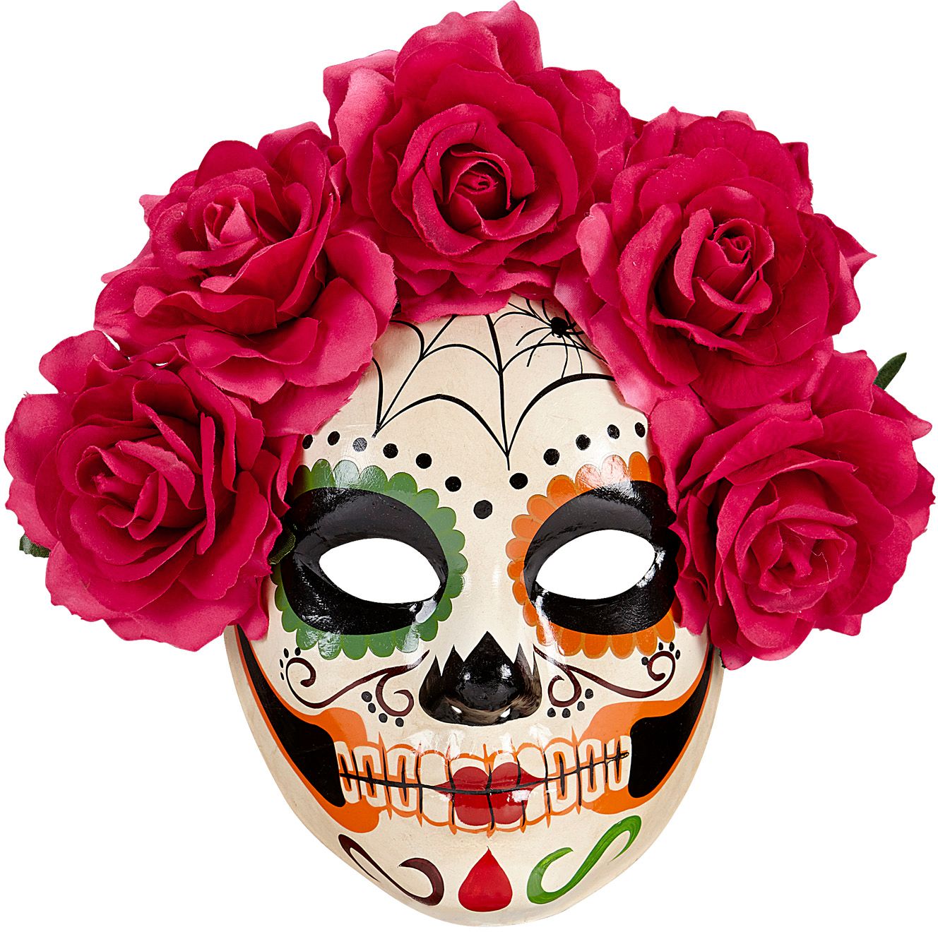 Day of the dead masker met rode rozen