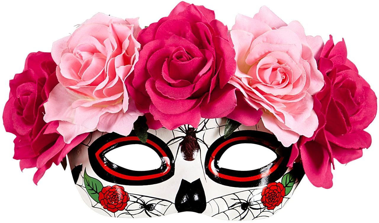 Day of the dead oogmasker met rozen