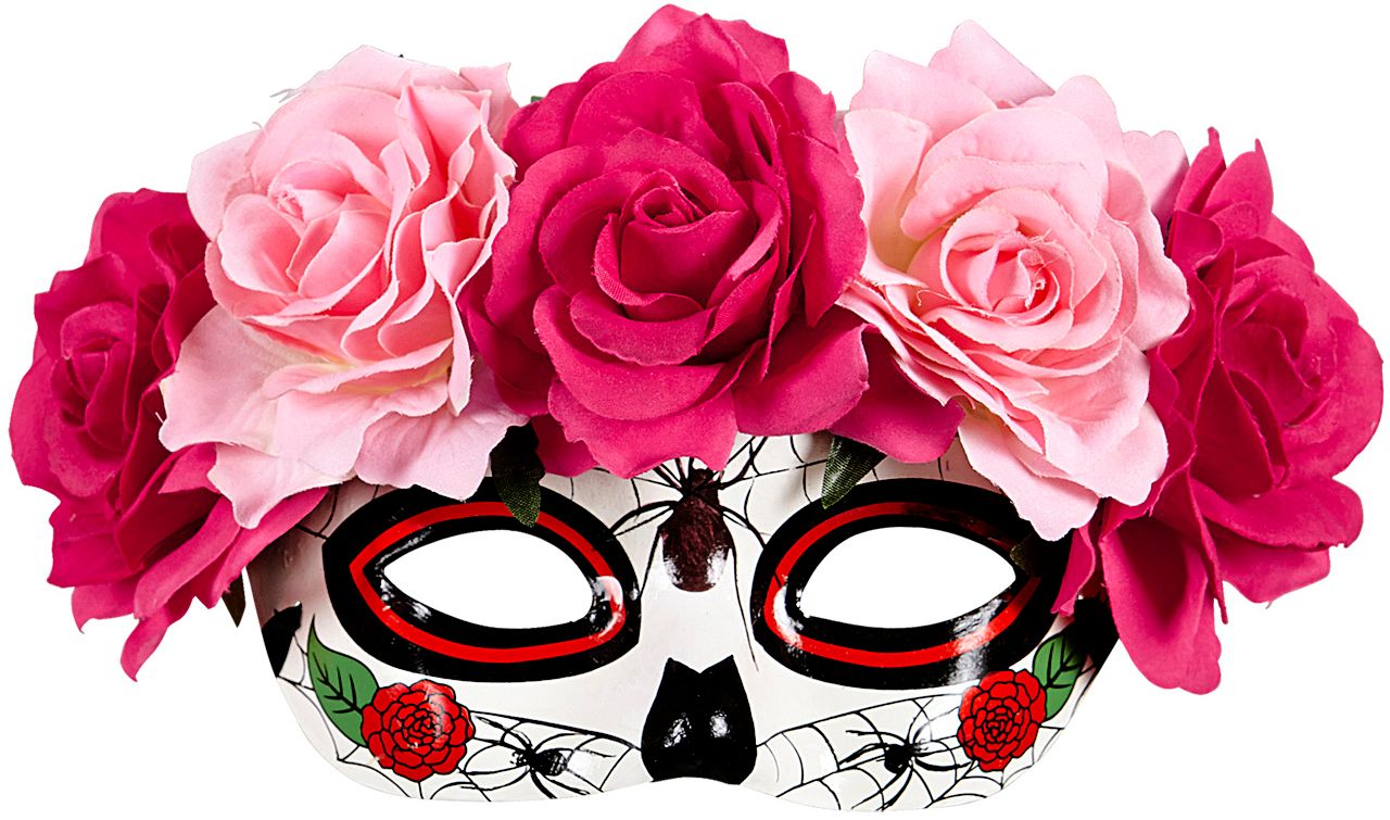 Day of the dead oogmasker met rozen