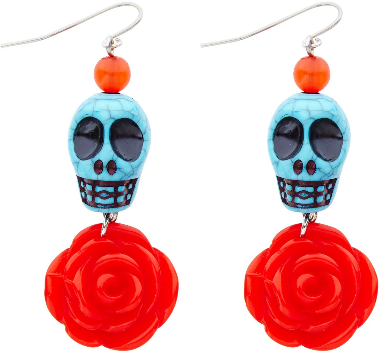 Day of the dead oorbellen rood blauw