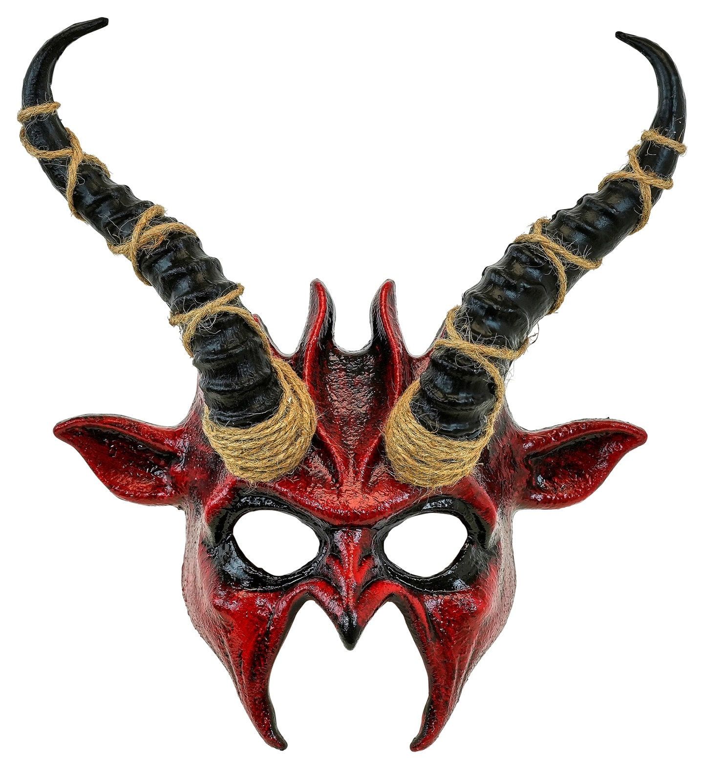 Demonen Masker Rood met Hoorns Zwart Halloween