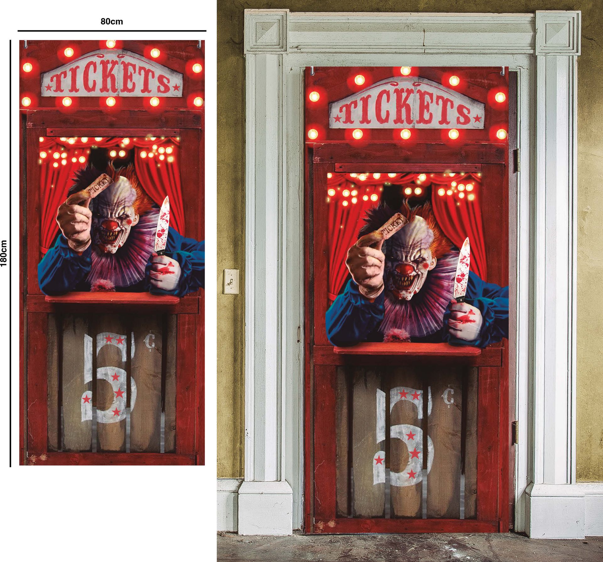 Deurdecoratie horror circus 80 x 180 cm halloween