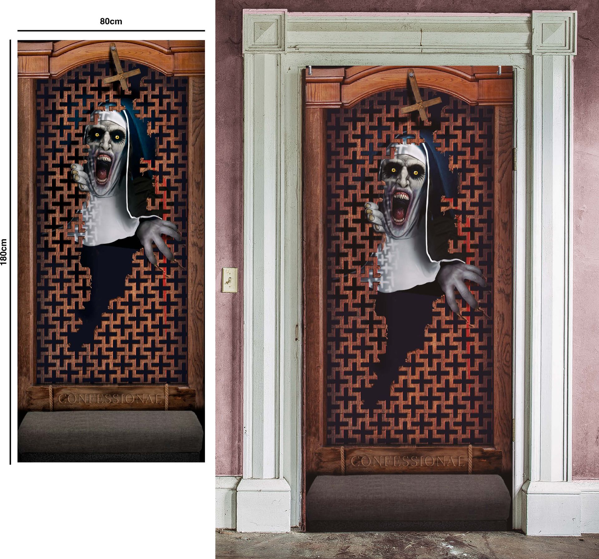Deurdecoratie horror confession 80 x 180 cm halloween