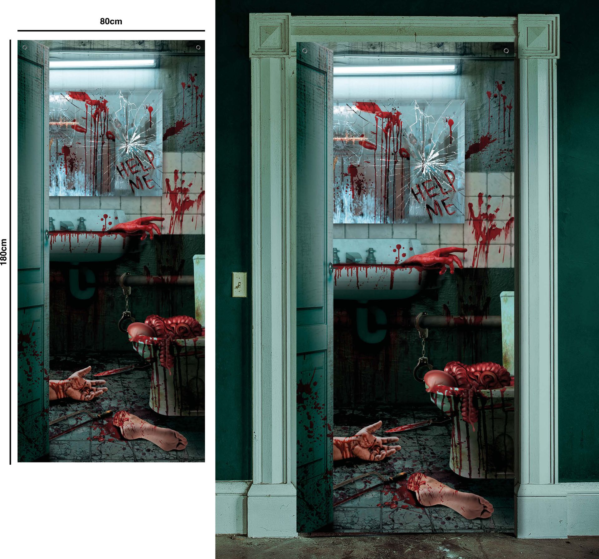 Deurdecoratie horror toilet 80 x 180 cm halloween