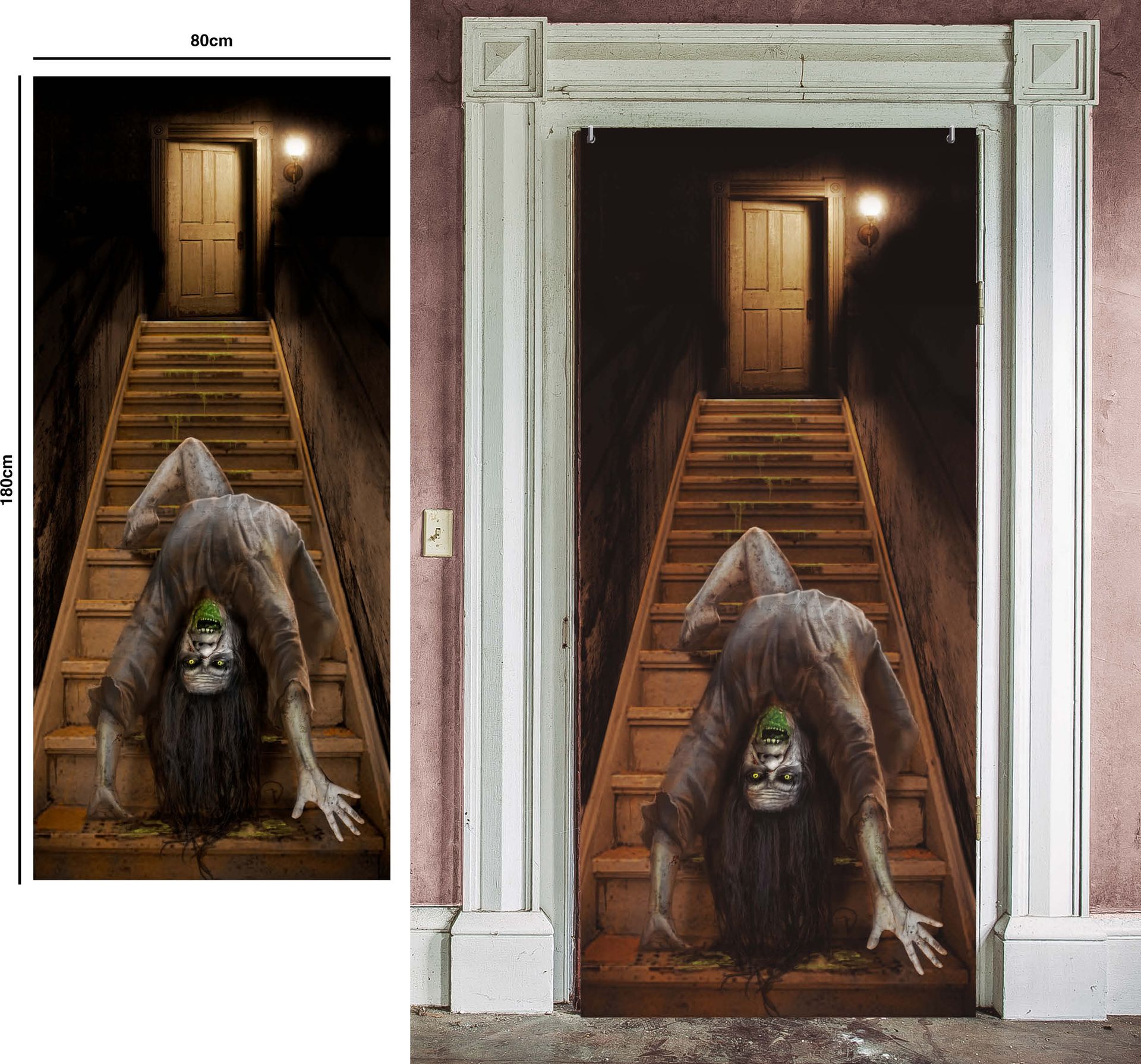 Deurdecoratie horror trap 80 x 180 cm halloween