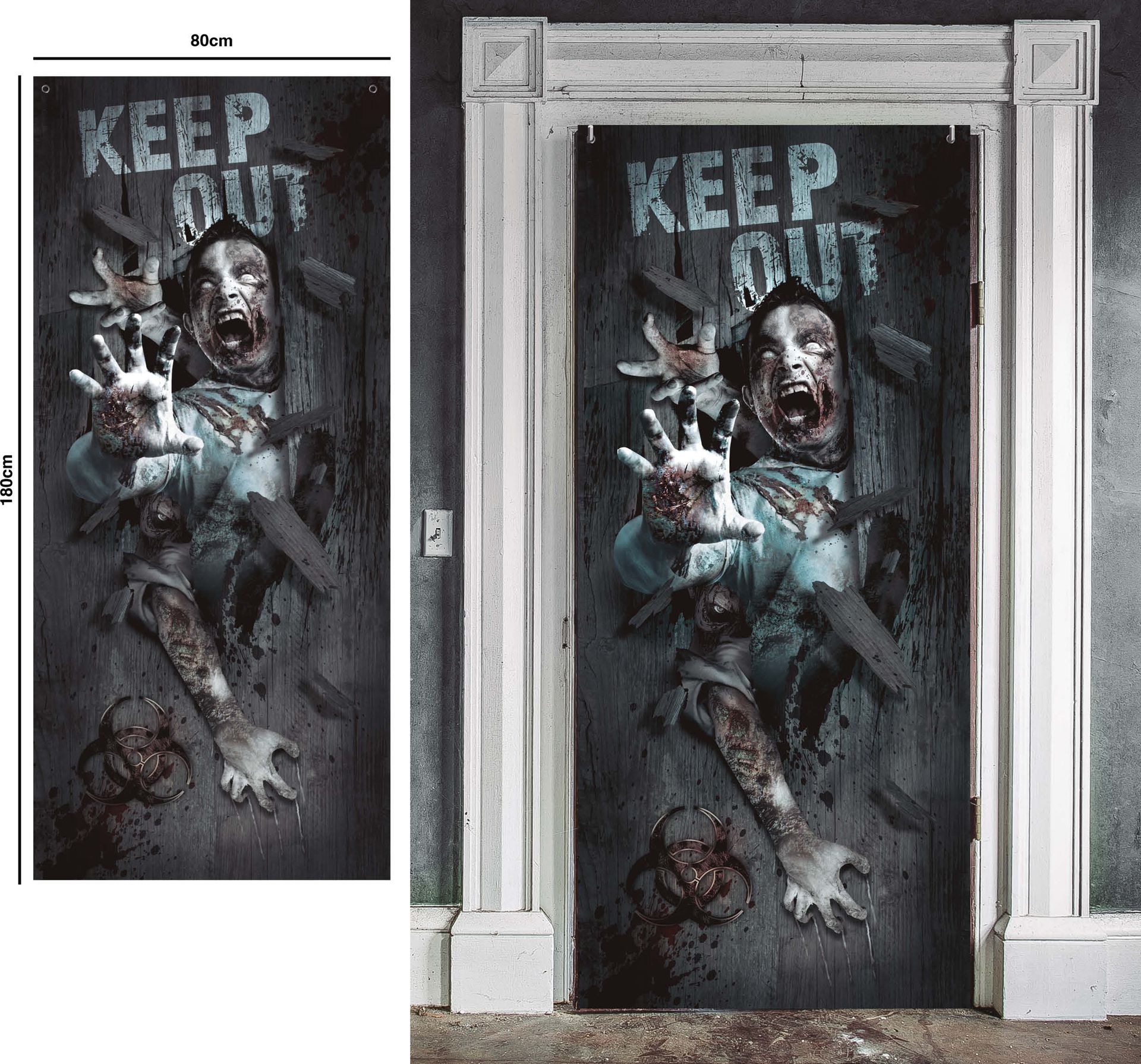 Deurdecoratie zombie aanval 80 x 180 cm halloween