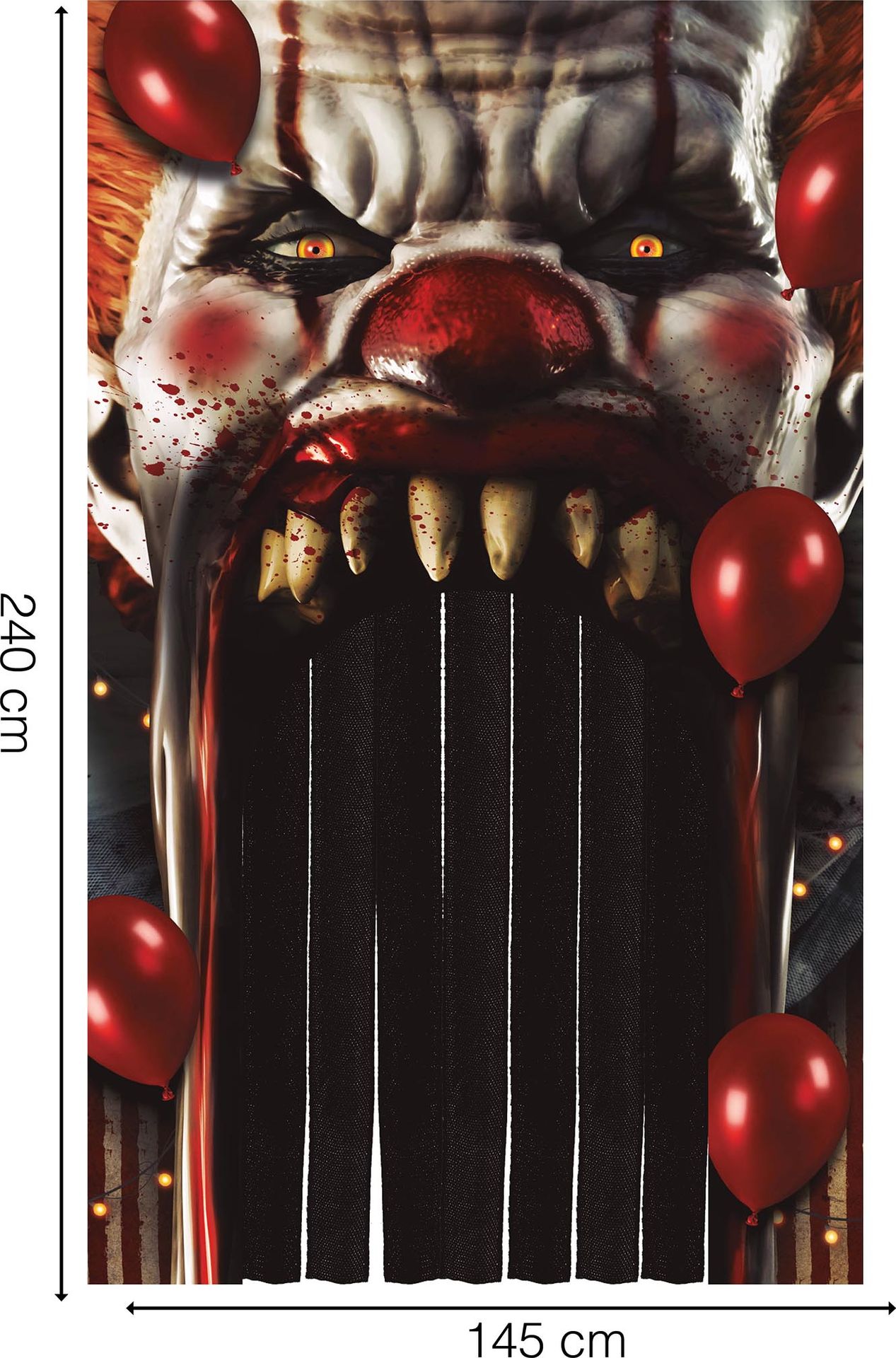 Deurgordijn horror clown 145 x 240 cm halloween