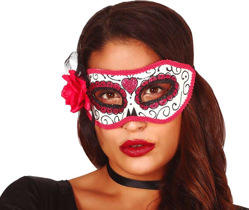 Dia de los muertos oogmasker wit