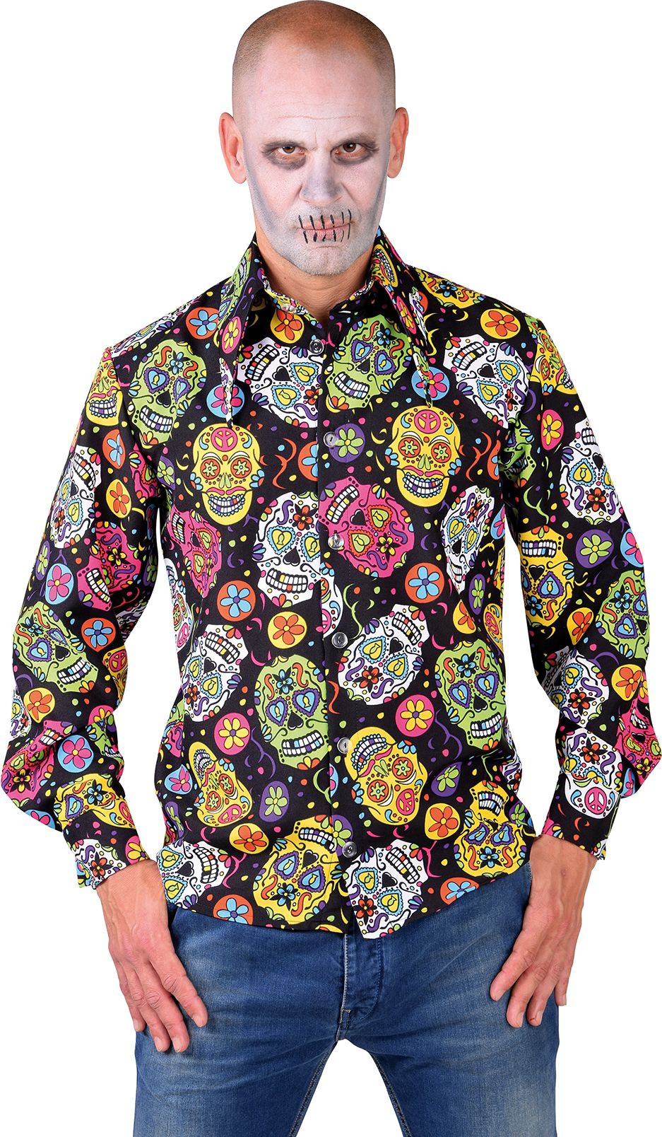 Dia de los muertos overhemd heren