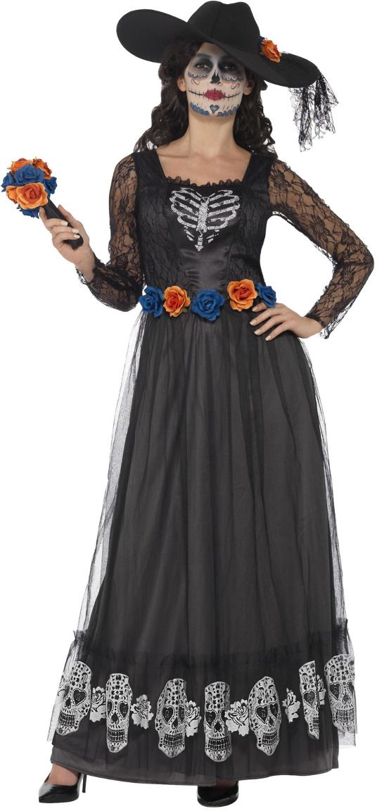 Dia de los muertos zwarte bruidsjurk