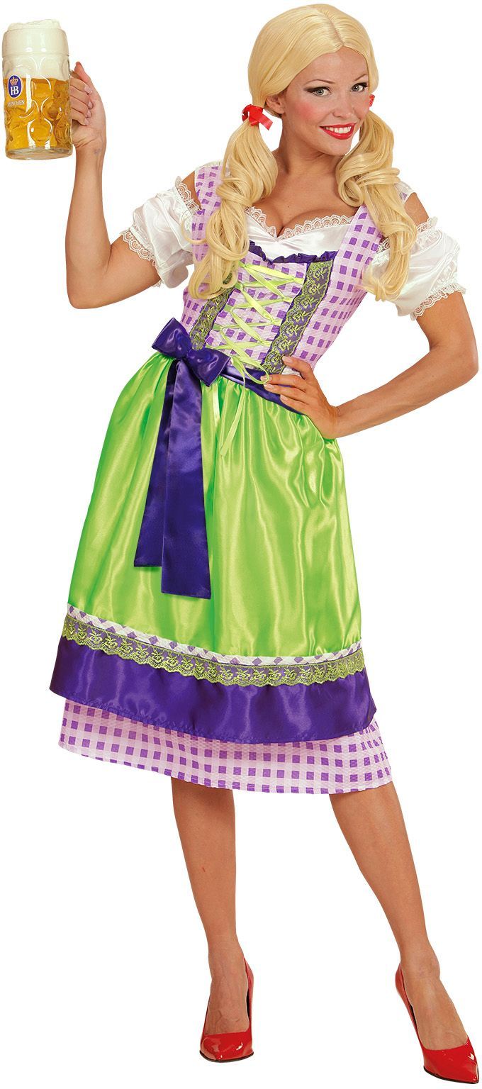 Dirndl jurk paars/groen