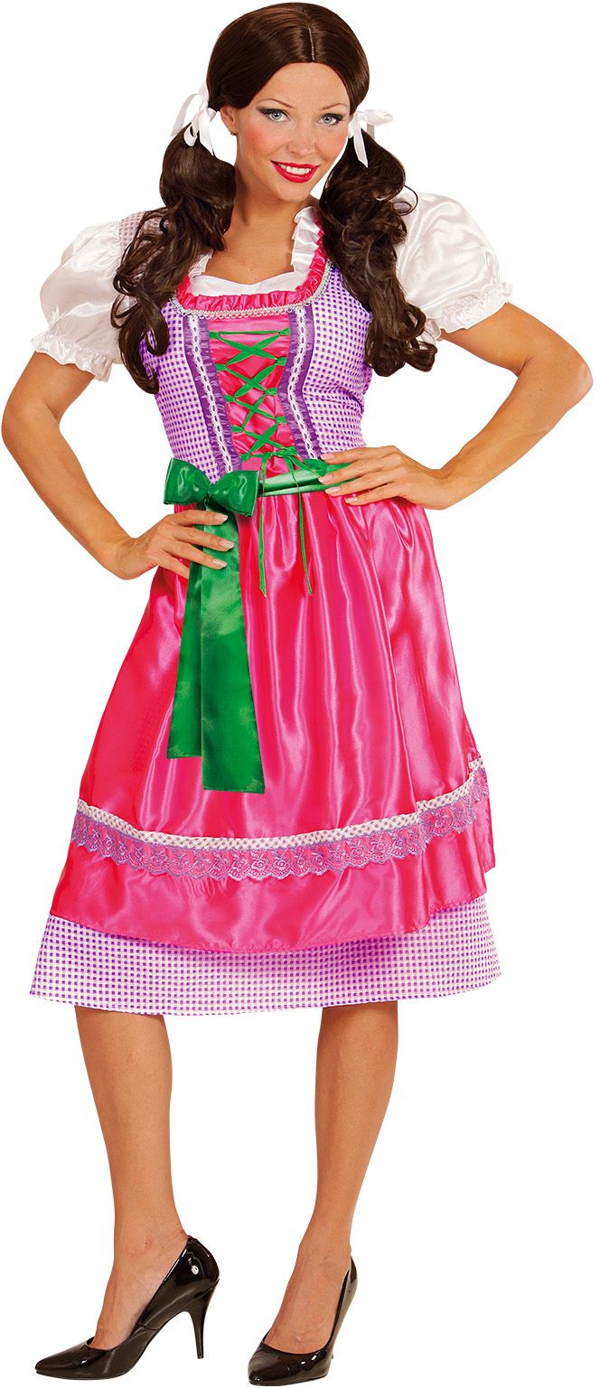 Dirndl jurk roze/groen