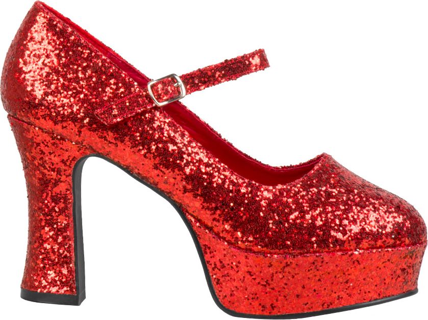 Disco schoenen met hak glitter rood