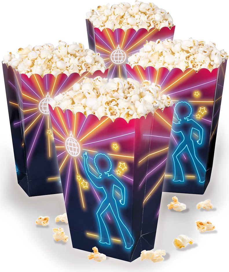 Disco thema popcornbakjes 4x