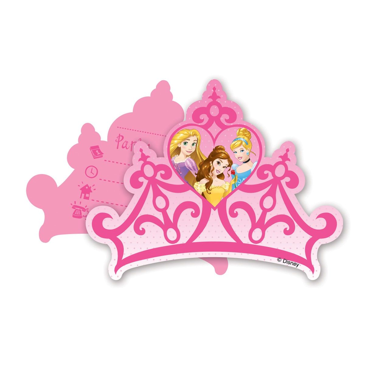Disney prinsessen verjaardag uitnodigingen 6 stuks