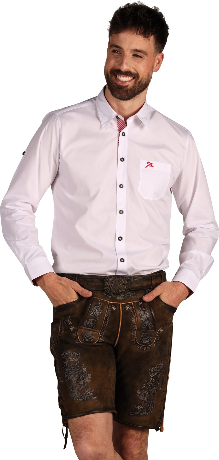 Donkerbruine Leren Oktoberfest Tiroler Broek Heren