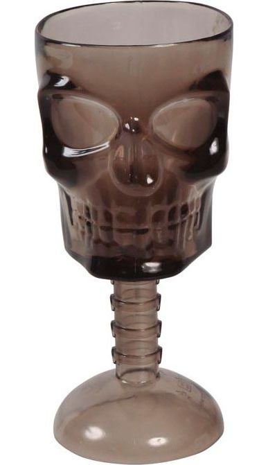 Doodshoofd glas zwart 18 cm halloween