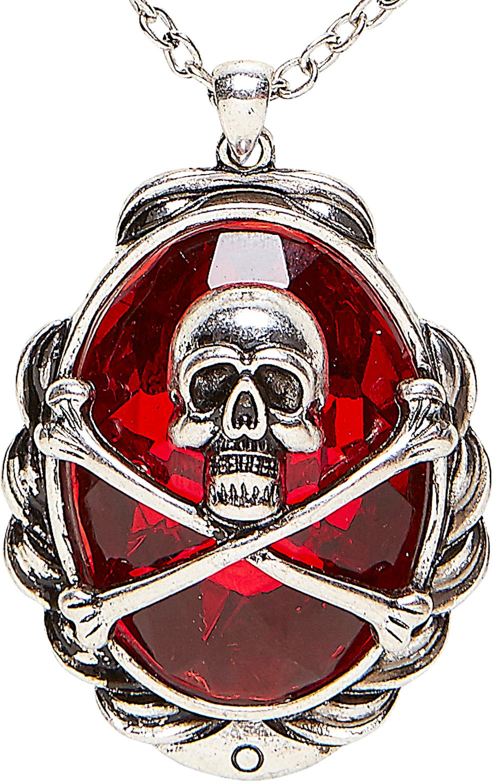 Doodskop ketting met rood juweel
