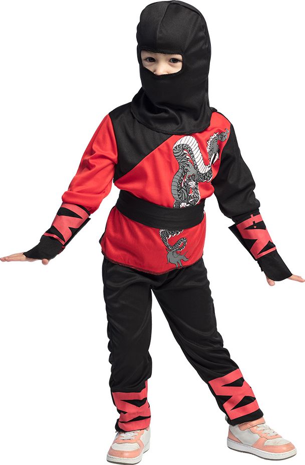 Drakenkrijger ninja outfit kind rood en zwart