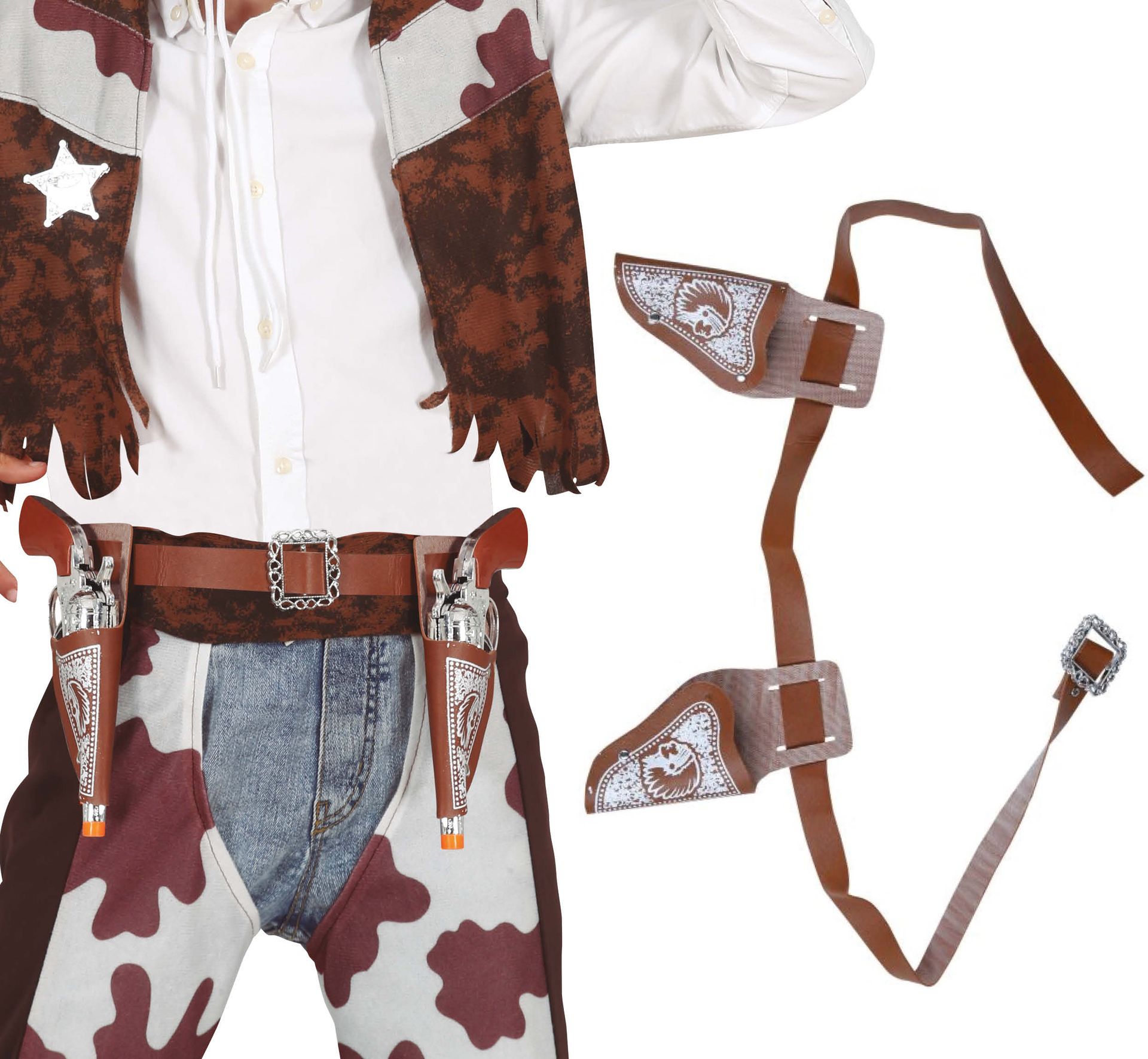 Dubbele Cowboy Holsterm Bruin