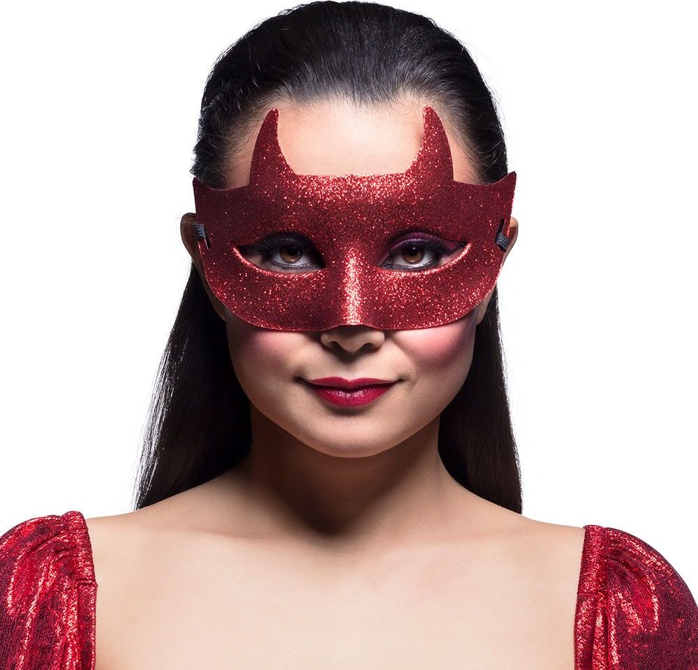 Duivel Rood Oogmasker Glitter