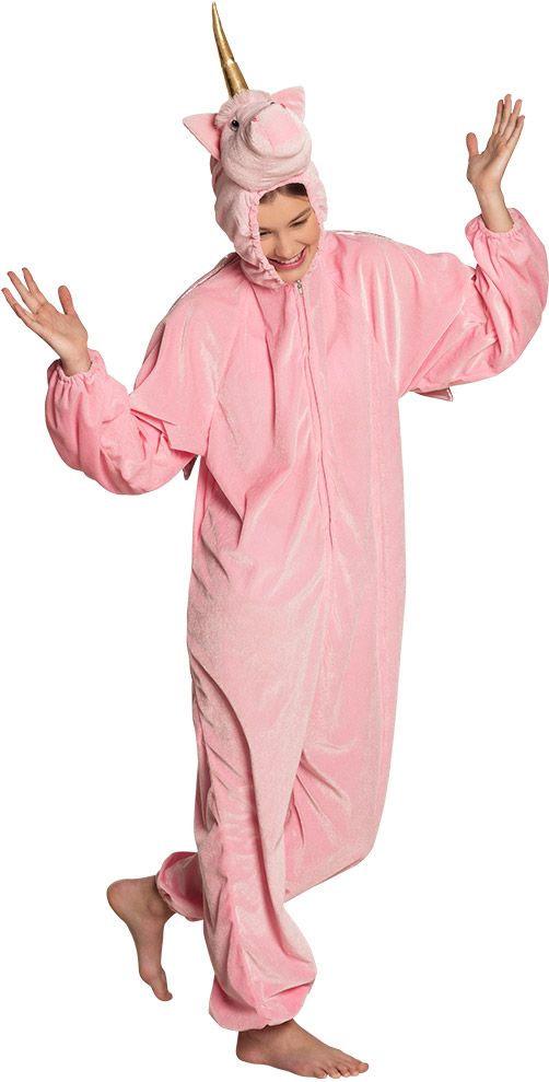 Eenhoorn kostuum pluche tiener roze